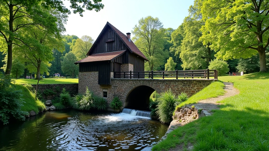 Malūnas su kanalais gamtoje